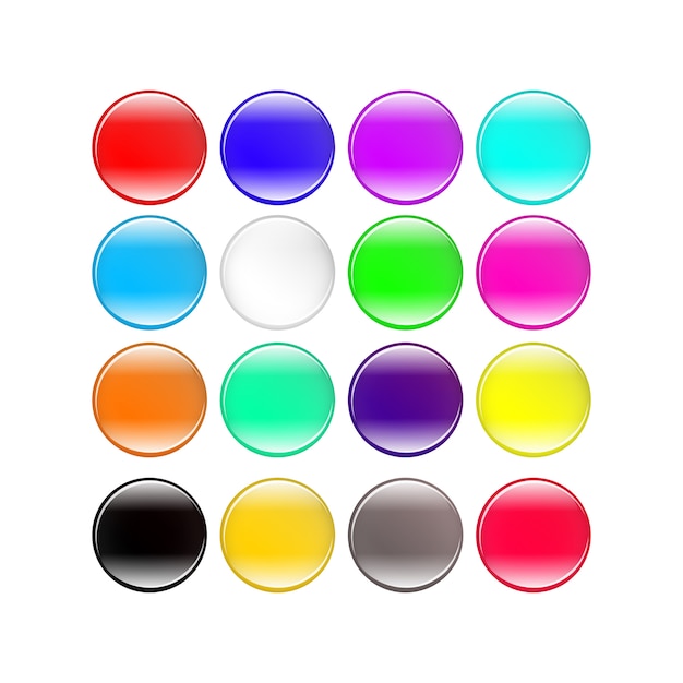 Colorful buttons  on white background set