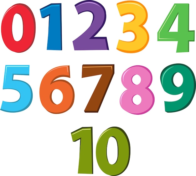 Colorful Cartoon Numbers 0-10