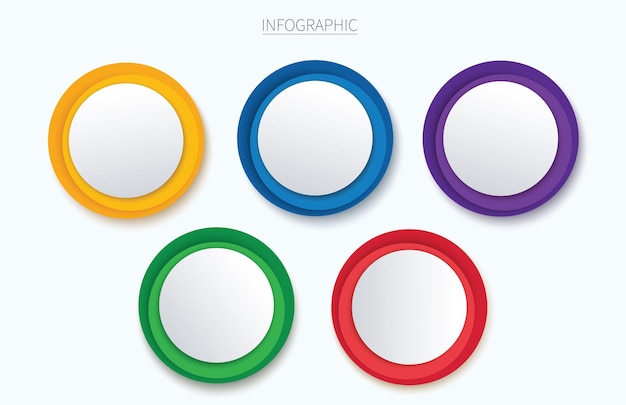 Colorful circle infographic vector template with 5 options