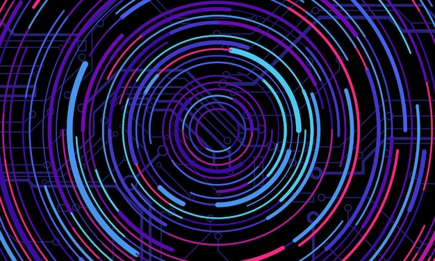 Colorful circular lines technology background