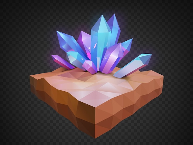 Colorful Crystal Low Poly Perspective View Vector Illustration