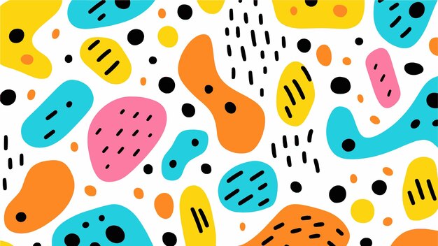 Colorful dots on a white background.