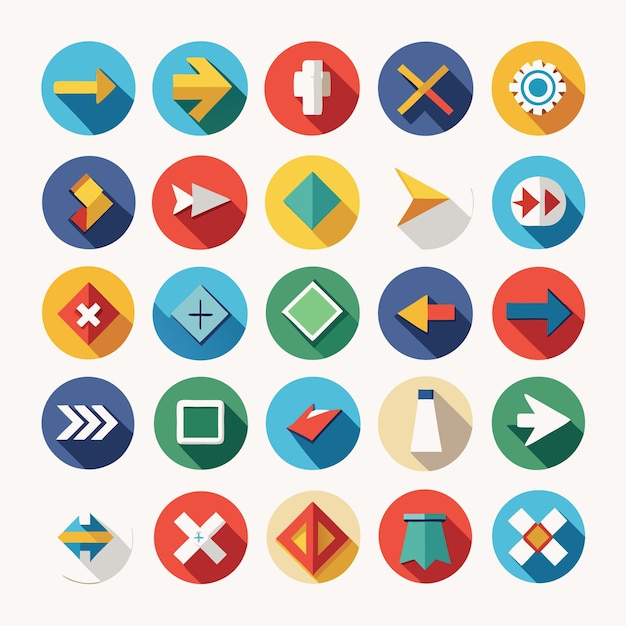 Colorful Flat Arrow Icons Collection 25 Vector Icons for UI Design