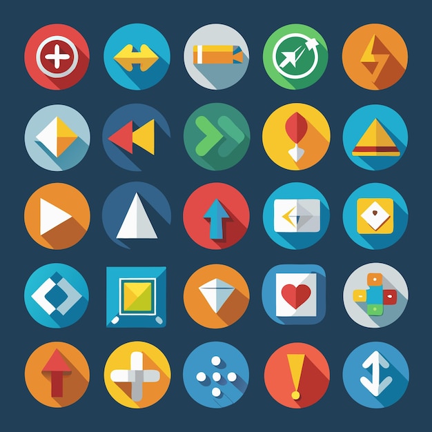 colorful flat arrow icons collection 25 vector icons for ui design