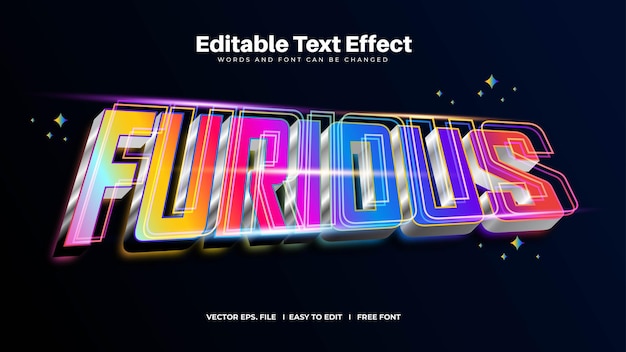 Colorful Furious Glowing Editable Text Effect