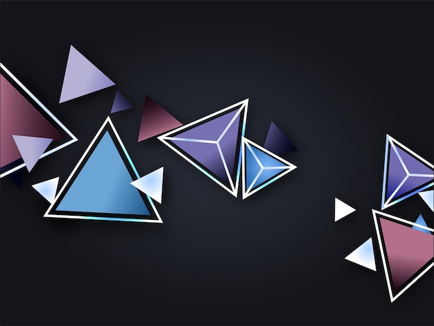 Colorful Geometric Triangle Elements Decorated On Black Background