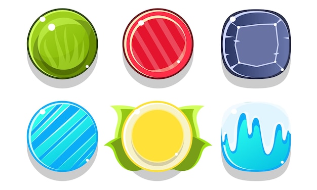 colorful glossy balls set shiny spheres game user interface assets vector illustration