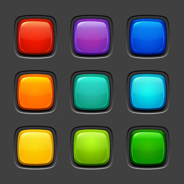 colorful glossy vector button set