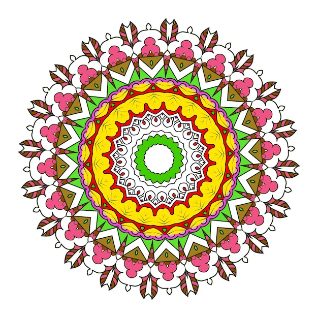 Colorful Mandala With Floral Ornament On A White Background. Decorative Isolated Motif For Design