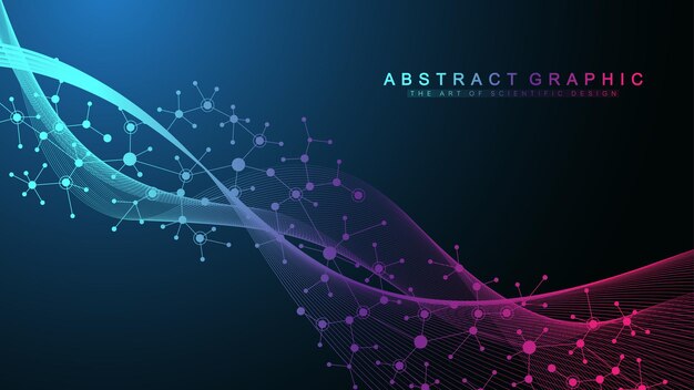 Colorful molecules background DNA helix DNA strand DNA Test Molecule or atom neurons Abstract structure for science or medical background banner Scientific molecular vector illustration