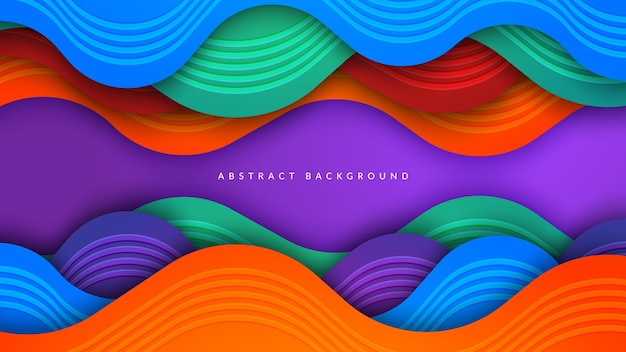 colorful papercut background with wavy dimension