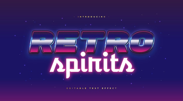 Colorful Retro Text Style with Glowing Neon and Glitter Effect. Editable Text Style Effect