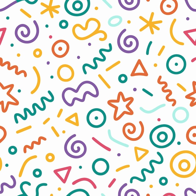 colorful scribble pattern with various shapes