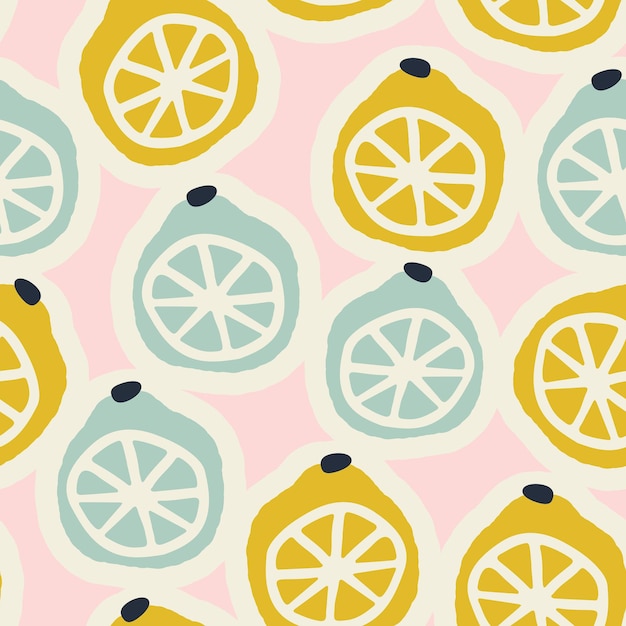 colorful seamless pattern with lemons vector cute background print wrapping paper