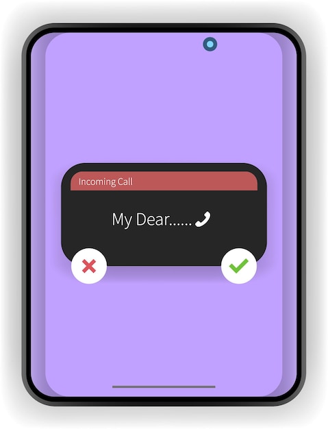 Colorful Smartphone UI Displaying Incoming Call Notification with Contact Name and Interaction Icons