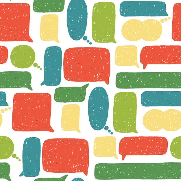 Colorful Speech Bubble Crayon Seamless Pattern