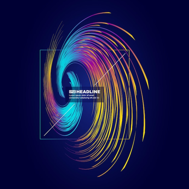 Colorful spiral dot line abstract technology poster vector background