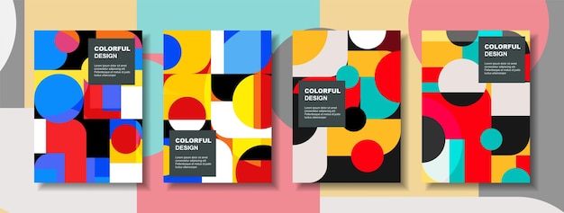 Colorful style minimalist poster template and modern cover design background