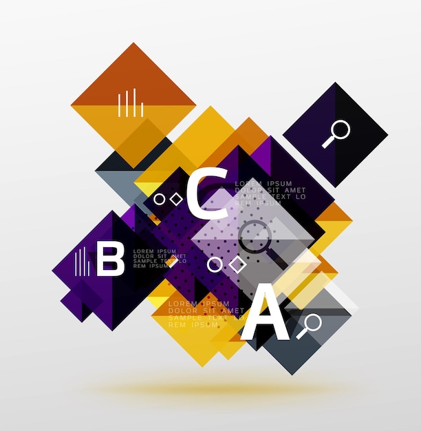 colorful triangles and squares banner for infographics