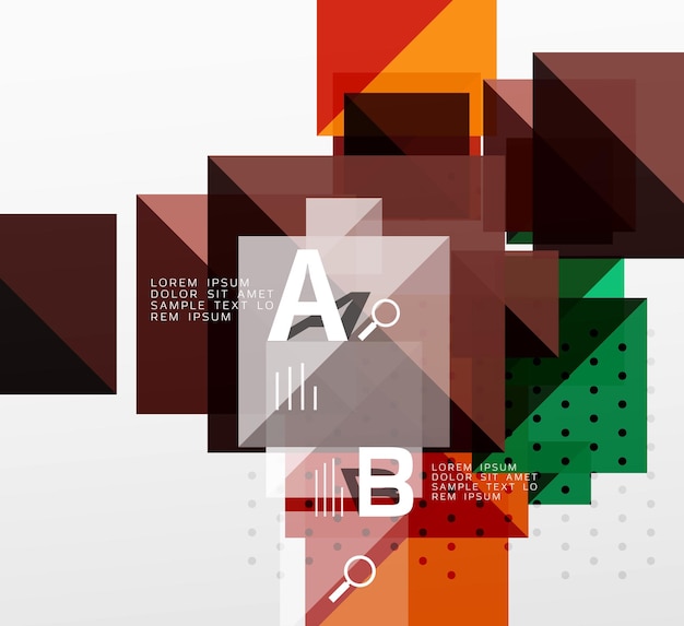 Colorful triangles and squares banner for infographics