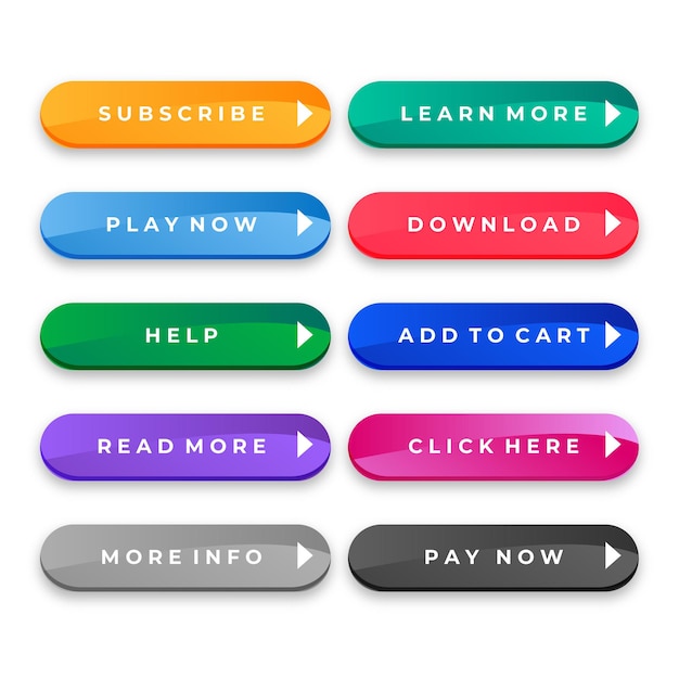 colorful web buttons pack for different purposes