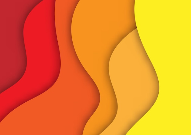 Colorful yellow line red curve wave orange modern style decoration background