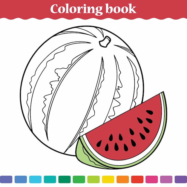 Coloring book for kids watermelon