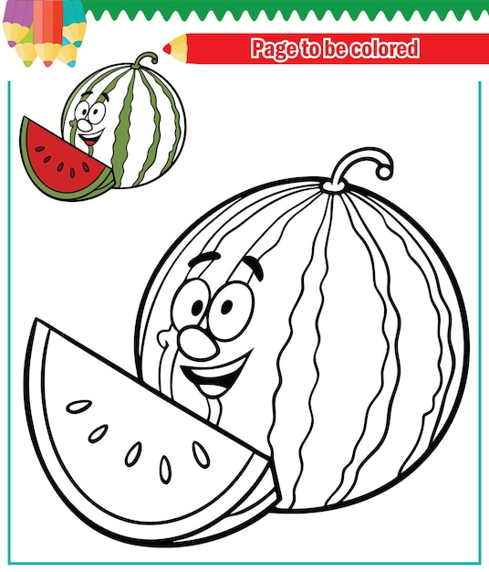 Coloring book for Watermelon vector