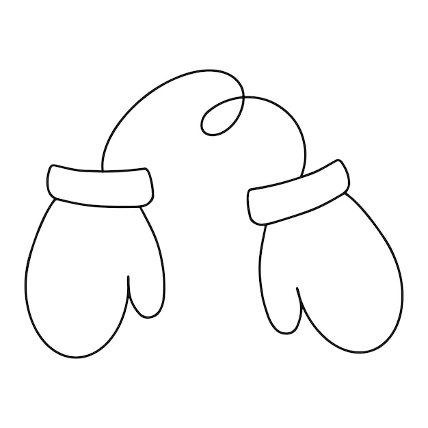 Coloring page of mittens on a thread Winter mittens