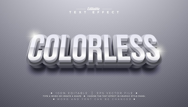 Colorless 3D Text Effect Design Editable Vector Graphic Style Effect with White Typography
