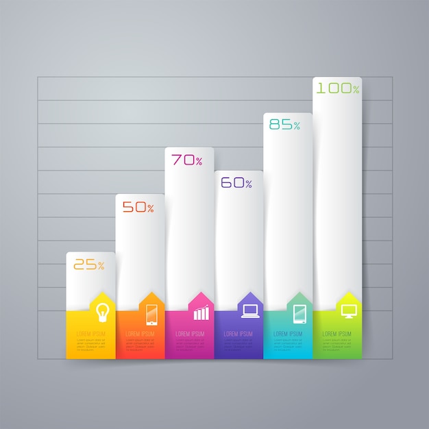 Colourful bar graph elements for the presentation