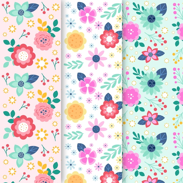 Colourful spring floral pattern design collection