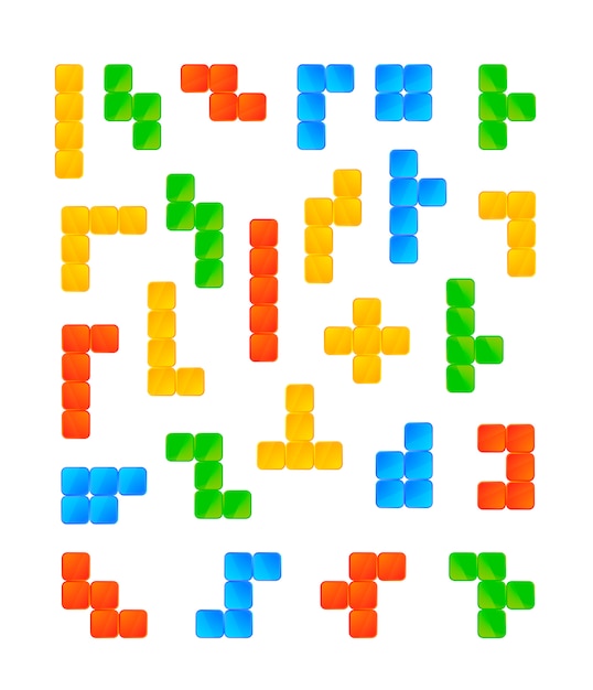 colourful tetris game pieces