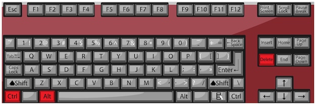 Combination button keyboard ctrl alt delete Alt and delete and ctrl key keyboard button control reboot restart and problem Vector art abstract unusual fashion illustration