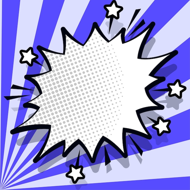 Comic Blank Speech Bubble With Copy Space And Colorful Doodles Design Of Empty Template In Explosion Framework Representing Social Media Messaging And Connecting