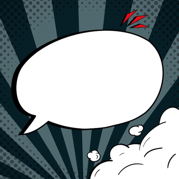Comic Blank Speech Bubble With Copy Space And Colorful Doodles Design Of Empty Template In Explosion Framework Representing Social Media Messaging And Connecting
