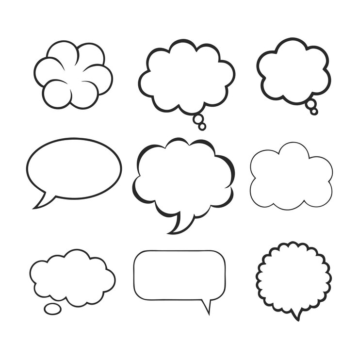 Vector comic style speech and thought bubble vector set