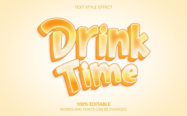 Comic text style effect drink time text style