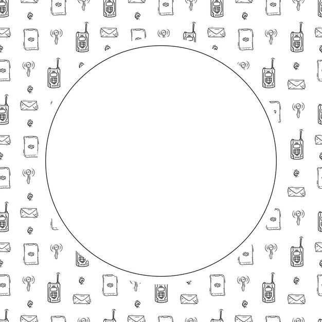 communication frame doodle connection circle frame hand drawn communication frame background