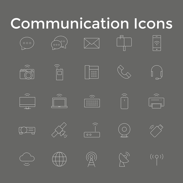 Communication Icons Messaging Networking and Social Media Vector Art