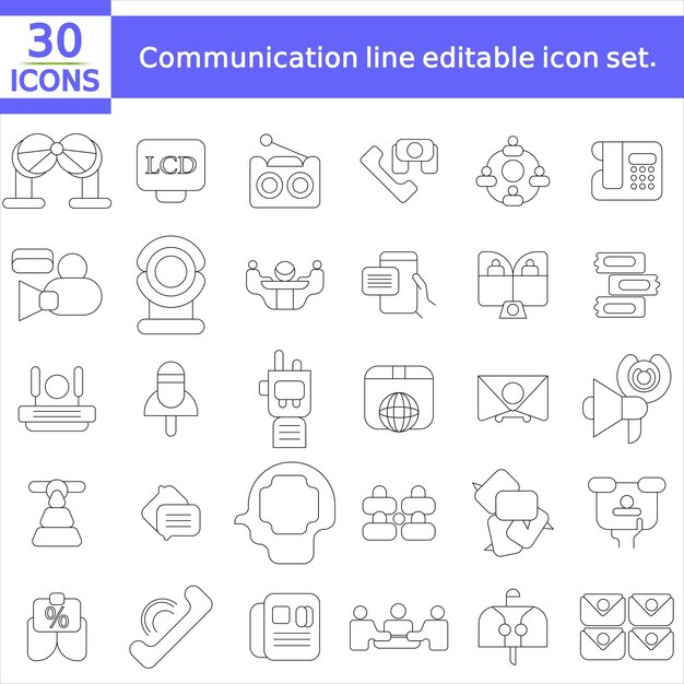 Communication Line Editable Icon Set