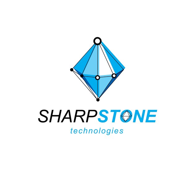 Communication technologies modern symbol. Isometric abstract vector low poly shape, digital science theme illustration.