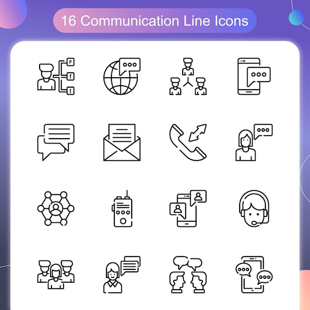 Communication Vector Outline Icon Set 02