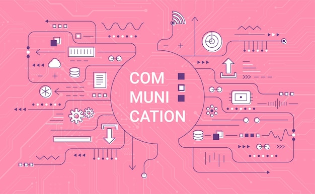 Communication visualization connection concept Technology data array visual on yellow background with circuit for web banner Vector illustration