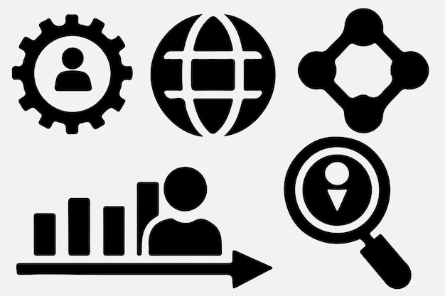 Community Manager elements silhouette vector art