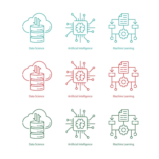 Comparing Data Science AI ML Vector Icons Essential Visual Reference