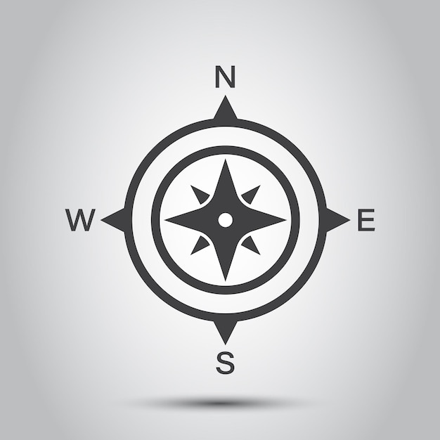 compass icon in flat style navigation equipment vector illustration on isolated background geographical position sign business concept
