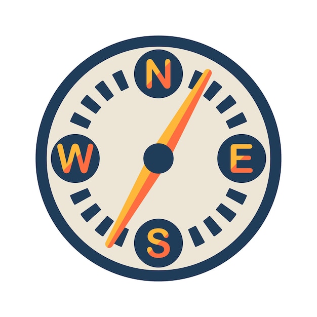 Compass icon stylish flat vector illustration. North South West East.