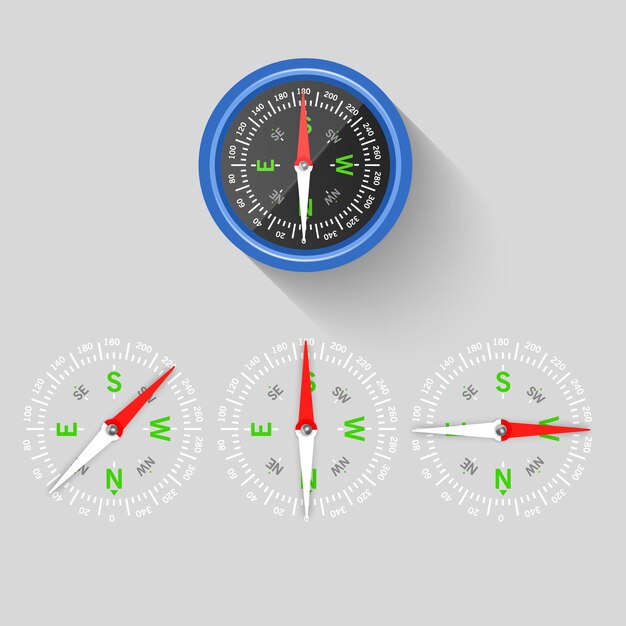 Compass icons set Vector compass icons on transparent background