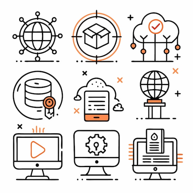 Comprehensive IT Solutions Icons Cloud Computing Data Analytics and Cybersecurity